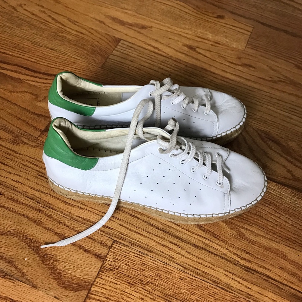 The Shoe Box Espadrille Shoes White/Green